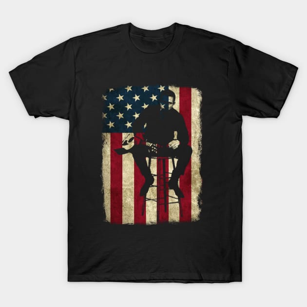 Vintage American Flag Cash Legend T-Shirt by Symmetry Stunning Portrait